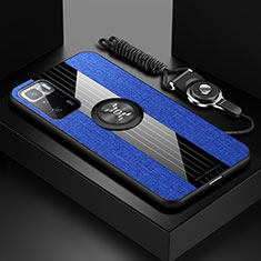 Custodia Silicone Ultra Sottile Morbida Cover con Magnetico Anello Supporto X03L per Xiaomi Poco X3 GT 5G Blu