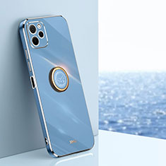 Custodia Silicone Ultra Sottile Morbida Cover con Magnetico Anello Supporto XL1 per Huawei Enjoy 50z Blu