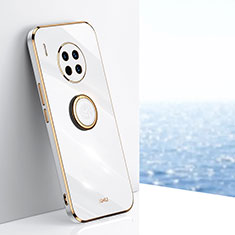 Custodia Silicone Ultra Sottile Morbida Cover con Magnetico Anello Supporto XL1 per Huawei Honor 50 Lite Bianco