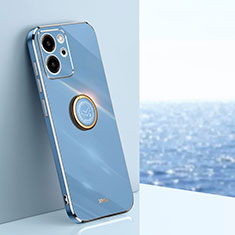 Custodia Silicone Ultra Sottile Morbida Cover con Magnetico Anello Supporto XL1 per Huawei Honor 80 SE 5G Blu