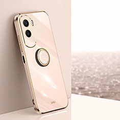 Custodia Silicone Ultra Sottile Morbida Cover con Magnetico Anello Supporto XL1 per Huawei Honor 90 Lite 5G Oro Rosa