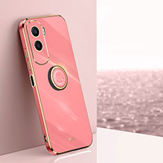Custodia Silicone Ultra Sottile Morbida Cover con Magnetico Anello Supporto XL1 per Huawei Honor 90 Lite 5G Rosa Caldo