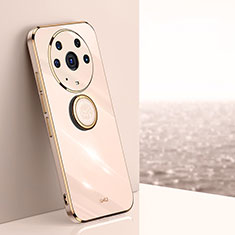 Custodia Silicone Ultra Sottile Morbida Cover con Magnetico Anello Supporto XL1 per Huawei Honor Magic3 Pro 5G Oro Rosa