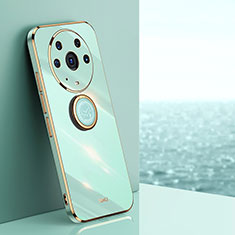 Custodia Silicone Ultra Sottile Morbida Cover con Magnetico Anello Supporto XL1 per Huawei Honor Magic3 Pro 5G Verde