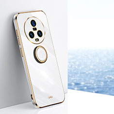 Custodia Silicone Ultra Sottile Morbida Cover con Magnetico Anello Supporto XL1 per Huawei Honor Magic5 5G Bianco