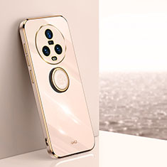 Custodia Silicone Ultra Sottile Morbida Cover con Magnetico Anello Supporto XL1 per Huawei Honor Magic5 5G Oro Rosa