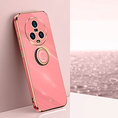 Custodia Silicone Ultra Sottile Morbida Cover con Magnetico Anello Supporto XL1 per Huawei Honor Magic5 5G Rosa Caldo