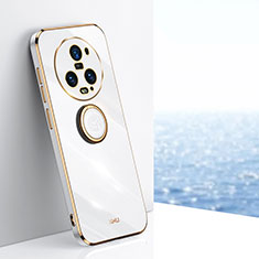 Custodia Silicone Ultra Sottile Morbida Cover con Magnetico Anello Supporto XL1 per Huawei Honor Magic5 Pro 5G Bianco