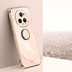 Custodia Silicone Ultra Sottile Morbida Cover con Magnetico Anello Supporto XL1 per Huawei Honor Magic5 Ultimate 5G Oro Rosa