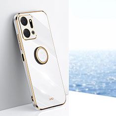 Custodia Silicone Ultra Sottile Morbida Cover con Magnetico Anello Supporto XL1 per Huawei Honor X7a Bianco