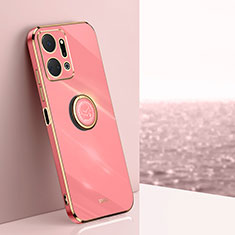 Custodia Silicone Ultra Sottile Morbida Cover con Magnetico Anello Supporto XL1 per Huawei Honor X7a Rosa Caldo