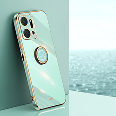 Custodia Silicone Ultra Sottile Morbida Cover con Magnetico Anello Supporto XL1 per Huawei Honor X7a Verde