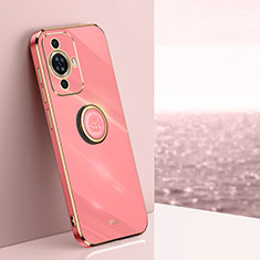 Custodia Silicone Ultra Sottile Morbida Cover con Magnetico Anello Supporto XL1 per Huawei Nova 11 Pro Rosa Caldo