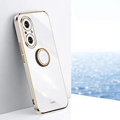 Custodia Silicone Ultra Sottile Morbida Cover con Magnetico Anello Supporto XL1 per Huawei Nova 9 SE Bianco