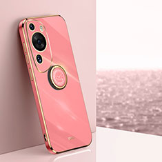 Custodia Silicone Ultra Sottile Morbida Cover con Magnetico Anello Supporto XL1 per Huawei P60 Art Rosa Caldo