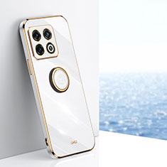 Custodia Silicone Ultra Sottile Morbida Cover con Magnetico Anello Supporto XL1 per OnePlus 10 Pro 5G Bianco