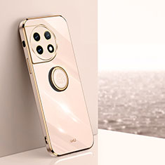 Custodia Silicone Ultra Sottile Morbida Cover con Magnetico Anello Supporto XL1 per OnePlus 11R 5G Oro Rosa