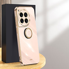 Custodia Silicone Ultra Sottile Morbida Cover con Magnetico Anello Supporto XL1 per OnePlus 12 5G Oro Rosa