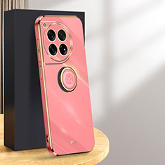 Custodia Silicone Ultra Sottile Morbida Cover con Magnetico Anello Supporto XL1 per OnePlus 12 5G Rosa Caldo