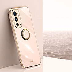 Custodia Silicone Ultra Sottile Morbida Cover con Magnetico Anello Supporto XL1 per OnePlus 9RT 5G Oro Rosa