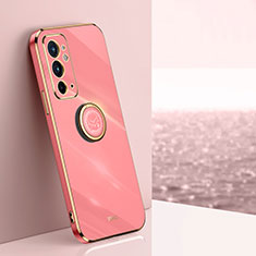 Custodia Silicone Ultra Sottile Morbida Cover con Magnetico Anello Supporto XL1 per OnePlus 9RT 5G Rosa Caldo