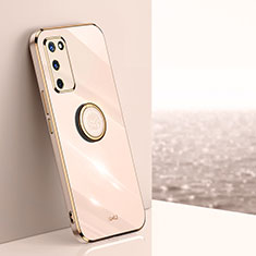 Custodia Silicone Ultra Sottile Morbida Cover con Magnetico Anello Supporto XL1 per Oppo A56 5G Oro