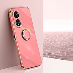 Custodia Silicone Ultra Sottile Morbida Cover con Magnetico Anello Supporto XL1 per Oppo A58 5G Rosa Caldo