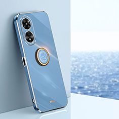 Custodia Silicone Ultra Sottile Morbida Cover con Magnetico Anello Supporto XL1 per Oppo A58x 5G Blu