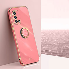 Custodia Silicone Ultra Sottile Morbida Cover con Magnetico Anello Supporto XL1 per Oppo A74 4G Rosa Caldo