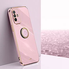 Custodia Silicone Ultra Sottile Morbida Cover con Magnetico Anello Supporto XL1 per Oppo F19 Pro+ Plus 5G Rosa