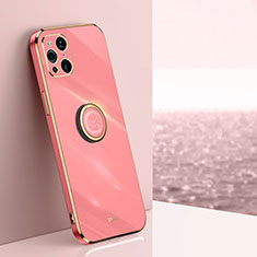 Custodia Silicone Ultra Sottile Morbida Cover con Magnetico Anello Supporto XL1 per Oppo Find X3 5G Rosa Caldo