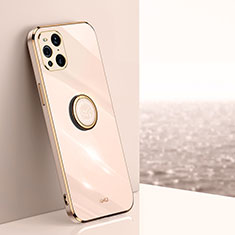 Custodia Silicone Ultra Sottile Morbida Cover con Magnetico Anello Supporto XL1 per Oppo Find X3 Pro 5G Oro