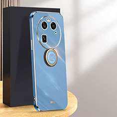Custodia Silicone Ultra Sottile Morbida Cover con Magnetico Anello Supporto XL1 per Oppo Find X6 5G Blu