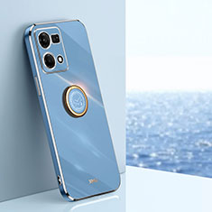 Custodia Silicone Ultra Sottile Morbida Cover con Magnetico Anello Supporto XL1 per Oppo Reno7 4G Blu