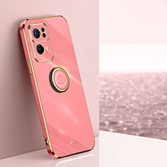 Custodia Silicone Ultra Sottile Morbida Cover con Magnetico Anello Supporto XL1 per Oppo Reno7 Pro 5G Rosa Caldo