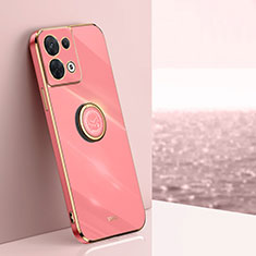 Custodia Silicone Ultra Sottile Morbida Cover con Magnetico Anello Supporto XL1 per Oppo Reno8 5G Rosa Caldo