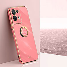 Custodia Silicone Ultra Sottile Morbida Cover con Magnetico Anello Supporto XL1 per Oppo Reno8 Pro 5G Rosa Caldo