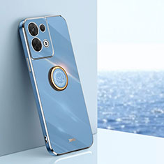 Custodia Silicone Ultra Sottile Morbida Cover con Magnetico Anello Supporto XL1 per Oppo Reno8 Pro+ Plus 5G Blu