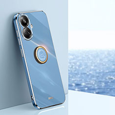 Custodia Silicone Ultra Sottile Morbida Cover con Magnetico Anello Supporto XL1 per Realme 10 Pro+ Plus 5G Blu