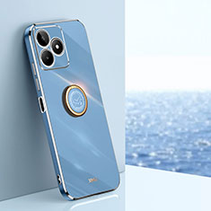 Custodia Silicone Ultra Sottile Morbida Cover con Magnetico Anello Supporto XL1 per Realme C51 Blu