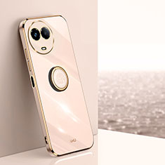 Custodia Silicone Ultra Sottile Morbida Cover con Magnetico Anello Supporto XL1 per Realme V50 5G Oro Rosa
