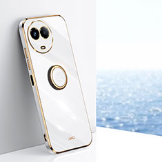 Custodia Silicone Ultra Sottile Morbida Cover con Magnetico Anello Supporto XL1 per Realme V50s 5G Bianco