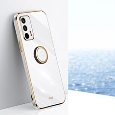 Custodia Silicone Ultra Sottile Morbida Cover con Magnetico Anello Supporto XL1 per Realme X7 Max 5G Bianco