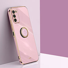 Custodia Silicone Ultra Sottile Morbida Cover con Magnetico Anello Supporto XL1 per Samsung Galaxy A02s Rosa