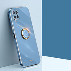 Custodia Silicone Ultra Sottile Morbida Cover con Magnetico Anello Supporto XL1 per Samsung Galaxy A12 Nacho Blu