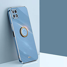 Custodia Silicone Ultra Sottile Morbida Cover con Magnetico Anello Supporto XL1 per Samsung Galaxy A22s 5G Blu