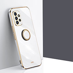 Custodia Silicone Ultra Sottile Morbida Cover con Magnetico Anello Supporto XL1 per Samsung Galaxy A72 5G Bianco