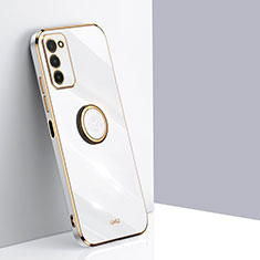 Custodia Silicone Ultra Sottile Morbida Cover con Magnetico Anello Supporto XL1 per Samsung Galaxy M02s Bianco