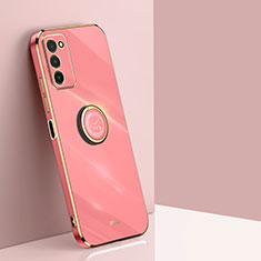 Custodia Silicone Ultra Sottile Morbida Cover con Magnetico Anello Supporto XL1 per Samsung Galaxy M02s Rosa Caldo