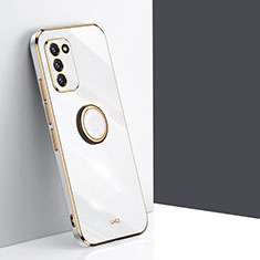 Custodia Silicone Ultra Sottile Morbida Cover con Magnetico Anello Supporto XL1 per Samsung Galaxy S20 Bianco